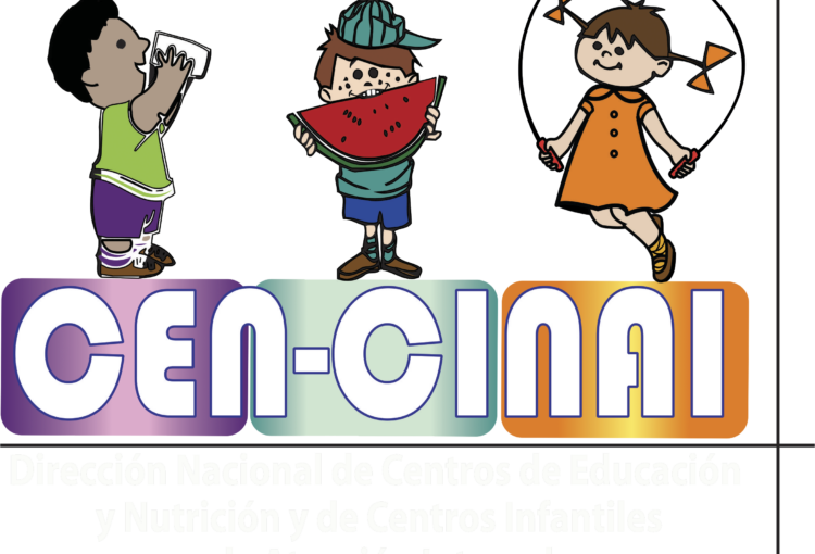 En la imagen se aprecia el logotipo de Cen Cinai, tres dibujos de niños.